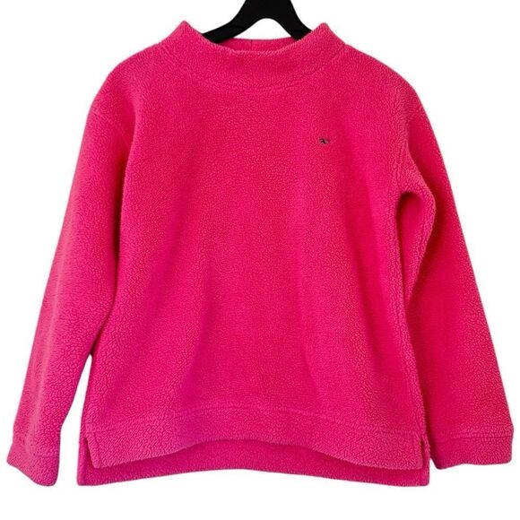 Vineyard Vines Pink Fleece Pullover Mock Neck Girls Size Large (14) - Picture 1 of 5